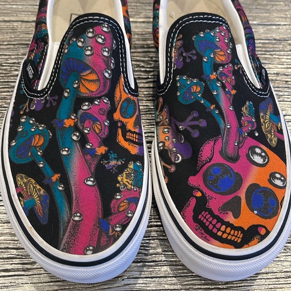 Vans Slip-On Trippy Dip Psychedelic Skull/Frog/Mushroom M 7/W 8.5 - Picture 2 of 6